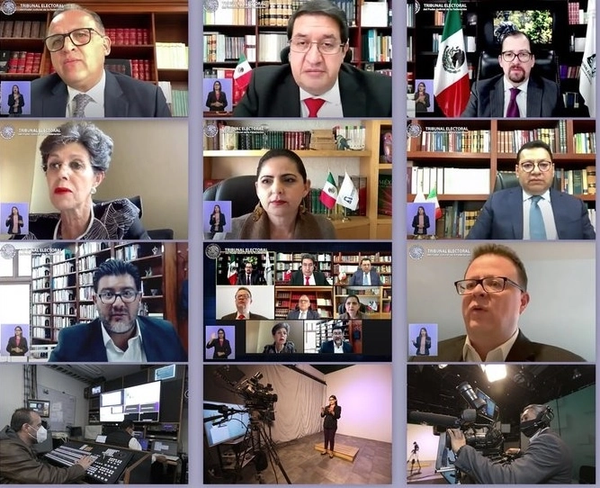 Magistrados del TEPJF durante la sesión de este 28 de julio de 2021. Foto tomada de la cuenta de Twitter @TEPJF_informa