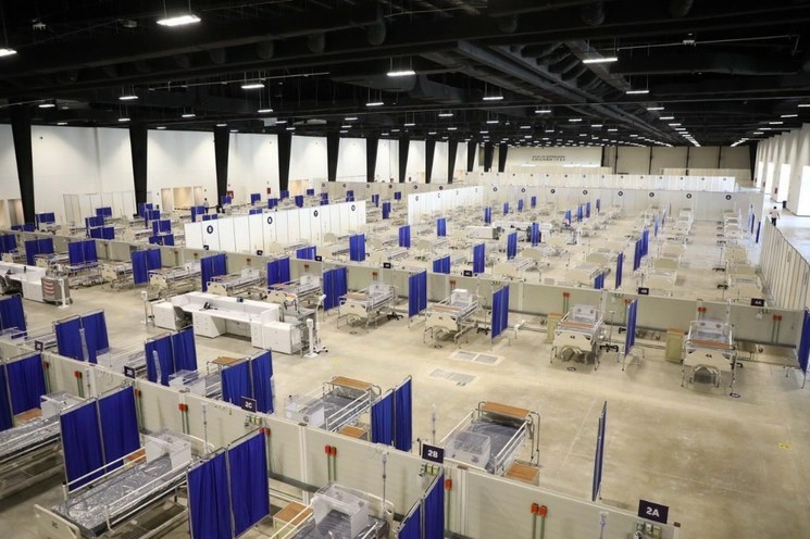 Hospital temporal de Covid-19 en Yucatán. Foto Luis Boffil