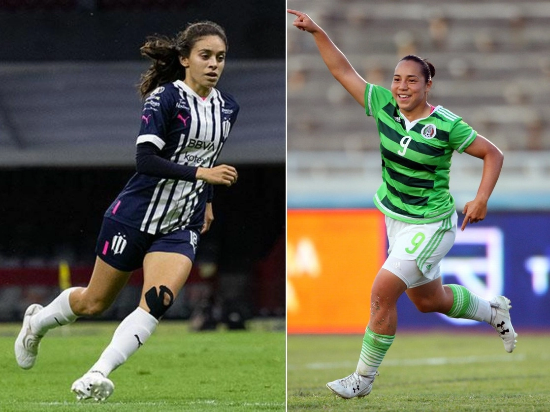 Aylin Aviléz, una de las novedades en el llamado del nuevo técnico de la selección, se alista junto con Charlyn Corral para enfrentar a Chile el 10 octubre. Fotos tomadas del Twitter de @Rayadas y @miseleccionmx / Archivo
