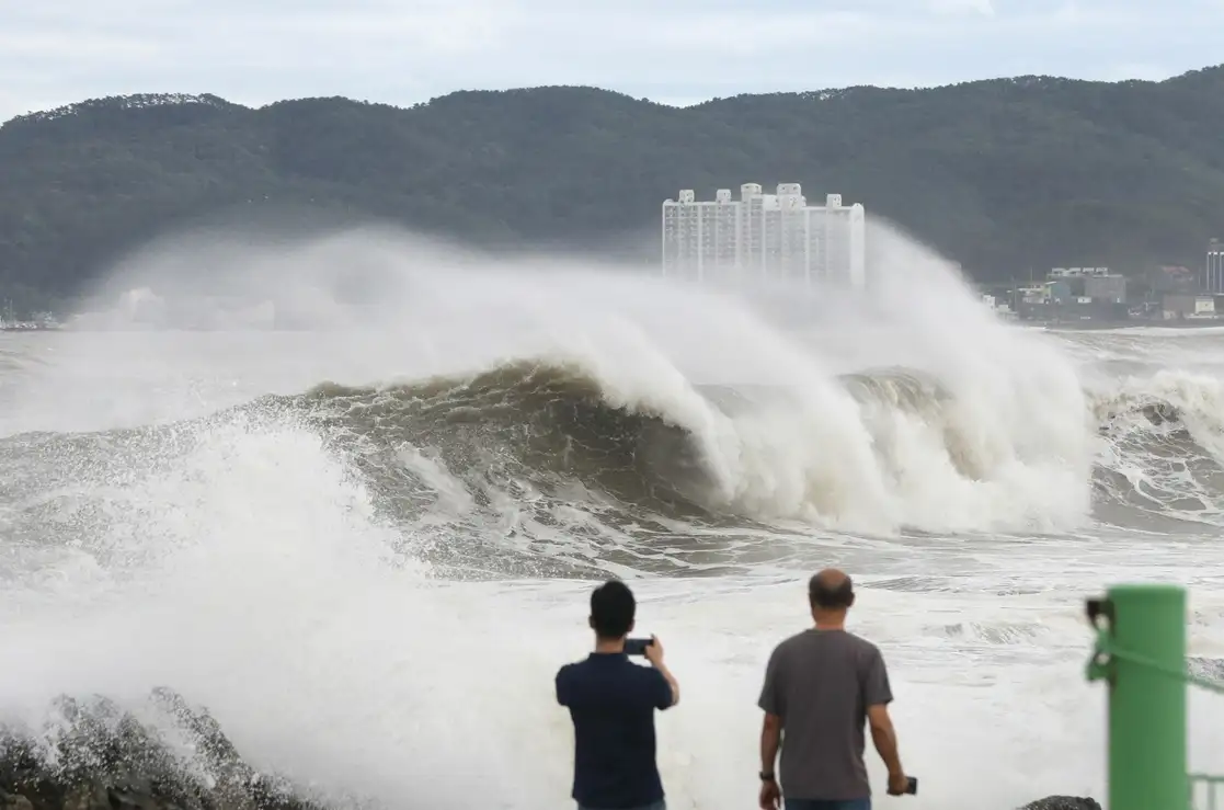 Oleaje en Corea del Sur. Foto Afp