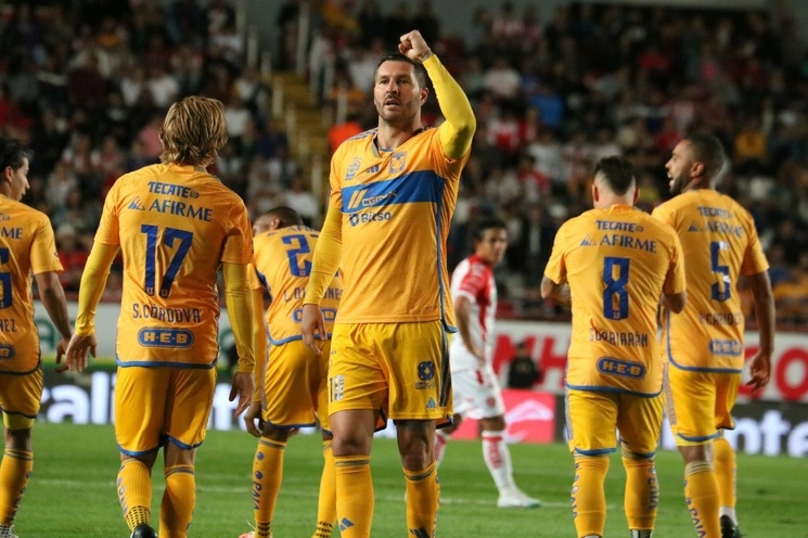 André-Pierre Gignac anotó el primer tanto de la UANL ante Necaxa a los 10 minutos de juego. Foto Tomada de X @TigresOficial