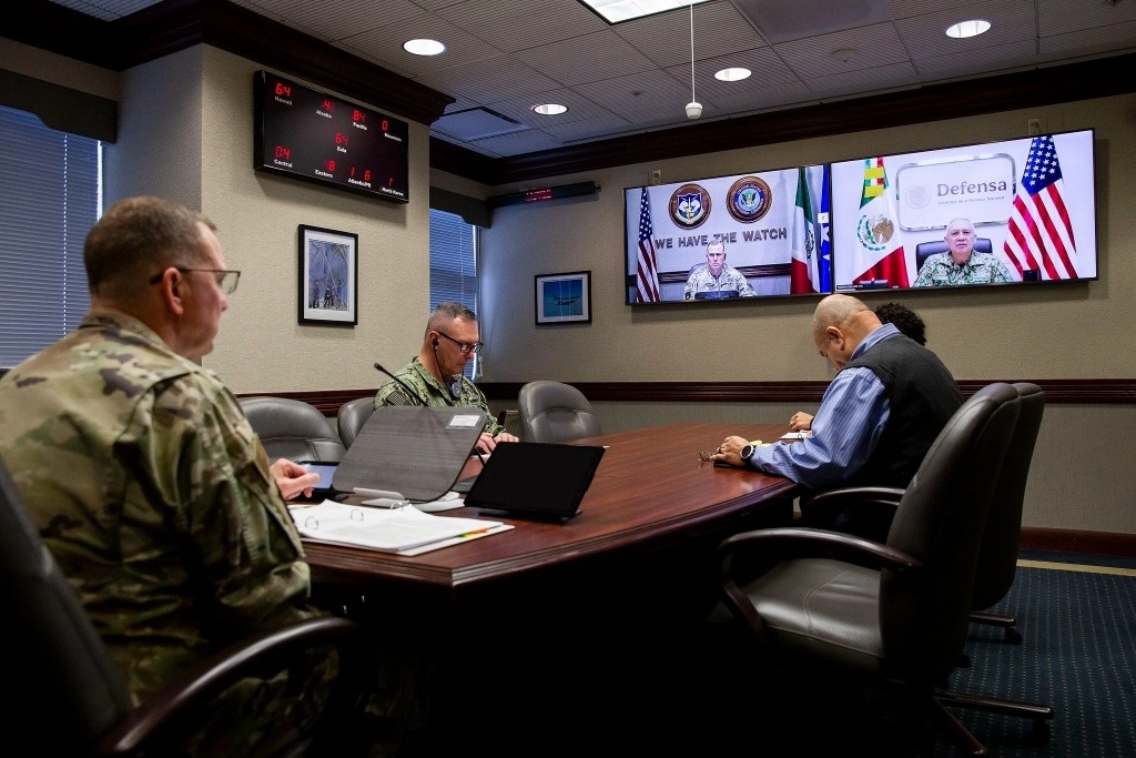 Dicha videollamada, abundó el organismo castrense, fue “para analizar los esfuerzos en materia de defensa y seguridad nacional”. Foto tomada de X @USNorthernCmd