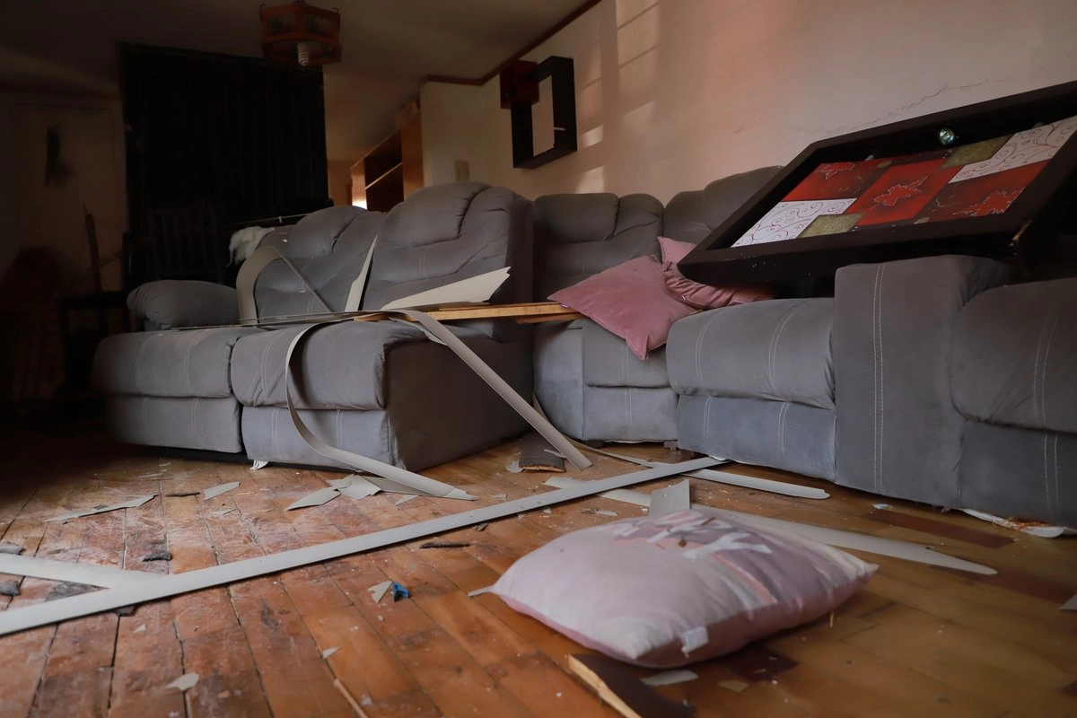 Daños en uno de los departamentos de la unidad siniestrada tras la explosión por gas en Tlalnepantla. Foto