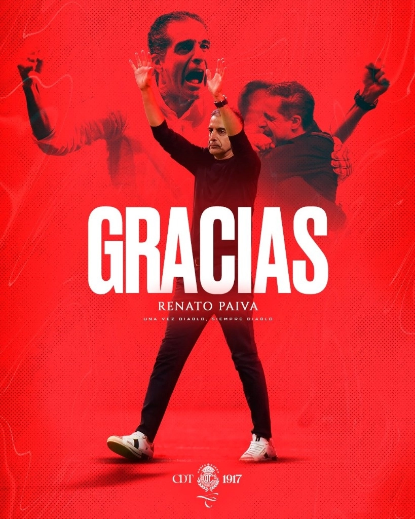 El club de futbol Toluca despidió al director técnico portugués Renato Paiva, cuatro días después de la eliminación del equipo en los cuartos de final del torneo Apertura del futbol mexicano. Imagen tomada de @TolucaFC