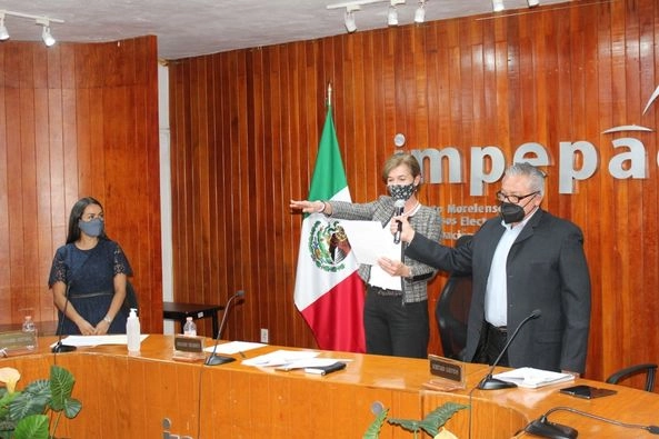 Toma de protesta de Mireya Gally Jordá como consejera presidenta del Impepac. Foto tomada del Twitter @impepac