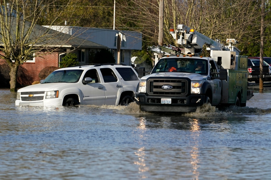 Calles de la localidad de Sumas, Washington, después de la tormenta. Foto Ap