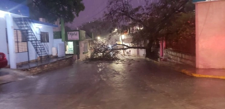 Así se pudo apreciar la lluvia anoche en San Luis Potosí.  Foto 'La Jornada'