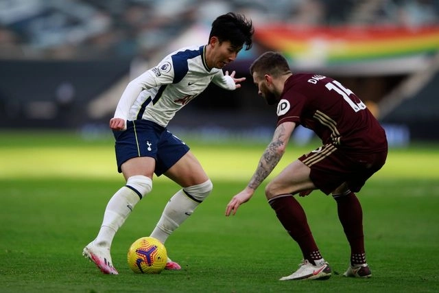 El surcoreano, Heing-min Son marcó el segundo gol de Tottenham ante Leeds, en la fecha 17 de la Liga Premier. Foto Afp