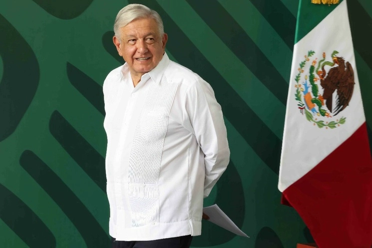 El presidente Andrés Manuel López Obrador abrió con la mañanera su gira de trabajo por Chiapas. Foto Presidencia