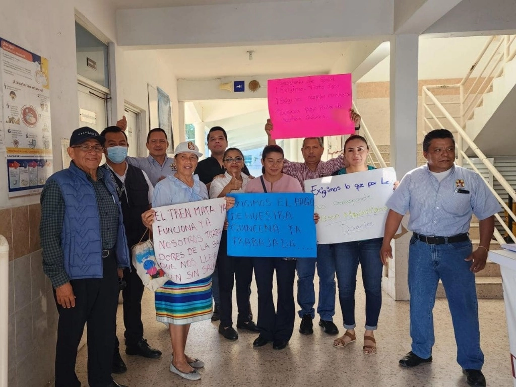 Protesta de trabajadores de la Salud en Tabasco, el 19 de diciembre de 2023. Foto tomada de redes sociales