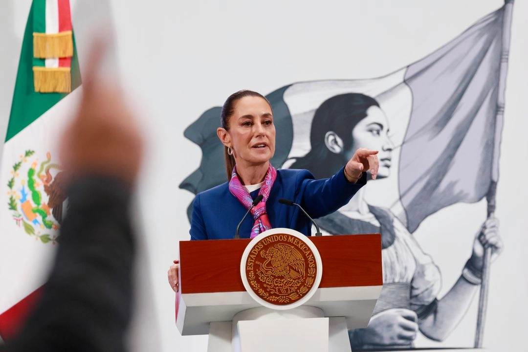La presidenta Claudia Sheinbaum Pardo durante una conferencia de prensa. Foto 