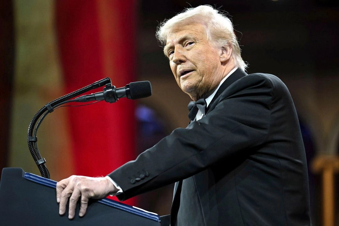 El presidente Donald Trump durante un evento del Comité Nacional Republicano en Washington, el 8 de abril de 2025. Foto Pool vía 