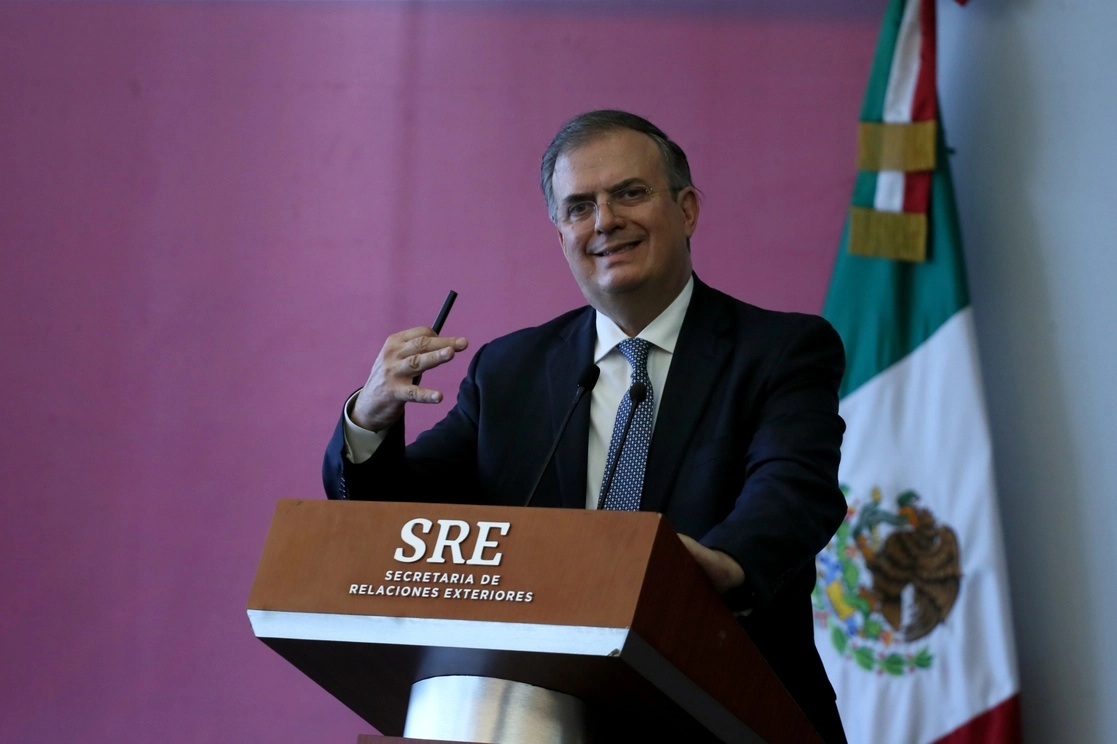 El canciller Marcelo Ebrard durante una conferencia de prensa en la Secretaría de Relaciones Exteriores, en la Ciudad de México, el 7 de junio de 2022. Foto Roberto García Ortiz