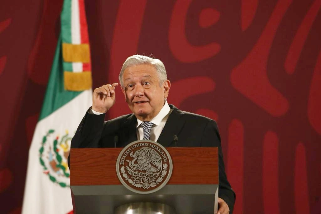 El presidente Andrés Manuel López Obrador durante la conferencia de prensa matutina en Palacio Nacional, el 5 de agosto de 2022. Foto Yazmín Ortega Cortés