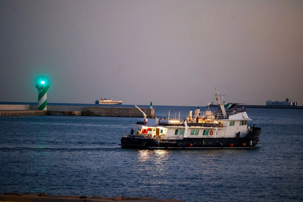 La Global Sumud Flotilla parte del puerto de Barcelona, a 1 de septiembre de 2025. Foto 