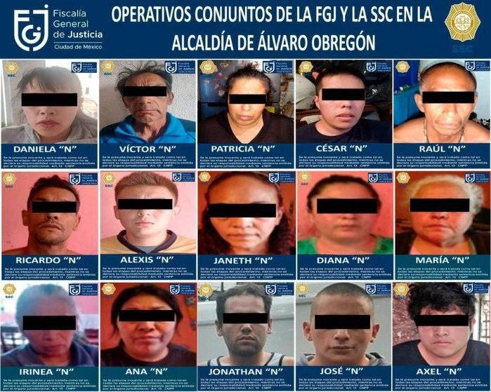 Imagen de algunos detenidos. Foto FGJ-CDMX