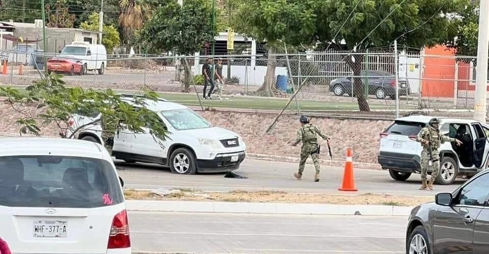 Aspectos de la zona donde ocurrió la balacera. Foto La Jornada