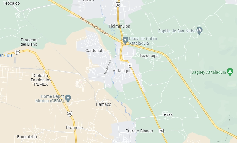 En la localidad de Atitalaquia, Hidalgo una persona fue secuestrada y posteriormente liberada por la policía. Foto Google Maps