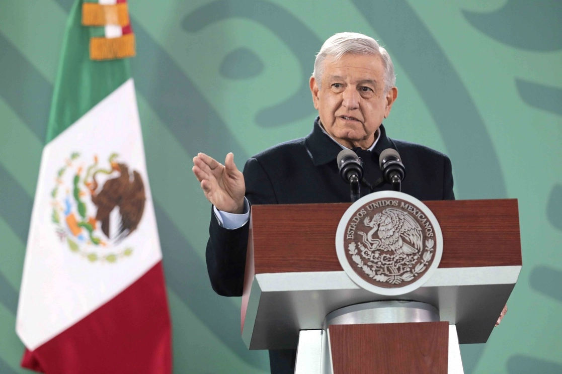 El presidente López Obrador durante su conferencia de esta mañana celebrada desde Morelia, Michoacán. Foto cortesía Presidencia
