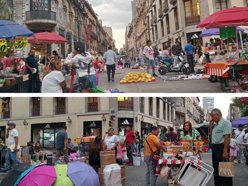  Vendedores informales, sobre todo de productos chinos, que estuvieron junto a las tiendas de campaña de los maestros, se desplegaron hasta ocupar las calles. Fotos