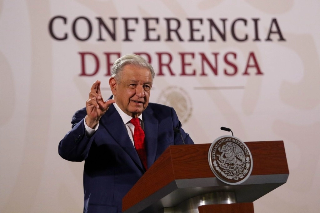 El presidente López Obrador, durante su conferencia de prensa desde Palacio Nacional. Foto Cuartoscuro 