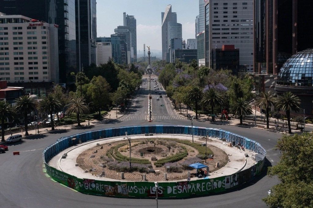 Por la madrugada del sábado, un grupo de especialistas retiró el ejemplar que sustituyó a la palmera canaria y se ocupará de rehabilitarlo. Foto Cuartoscuro