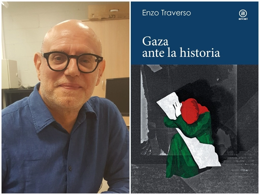 El historiador italiano Enzo Traverso publica su obra más reciente con el sello Akal y traducción al español de Valentina Olalla Salvador. Aquí, el autor durante un seminario realizado en 2019, en la Facultad de Filosofía de la Universidad de Barcelona. A la derecha, portada del volumen. Foto Wikimedia Commons y cortesía de Akal 