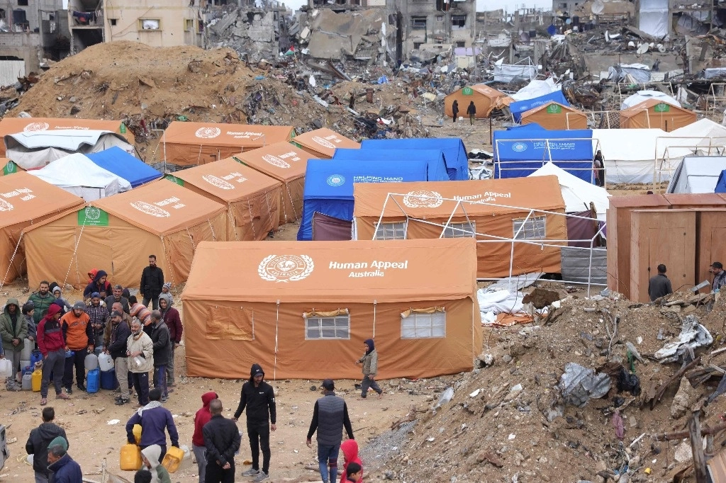 Campamento de desplazados en Jabaliya, al norte de la franja de Gaza, el 5 de febrero de 2025. Foto Afp 