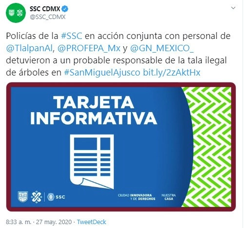 Imagen tomada del Twitter @SSC_CDMX

