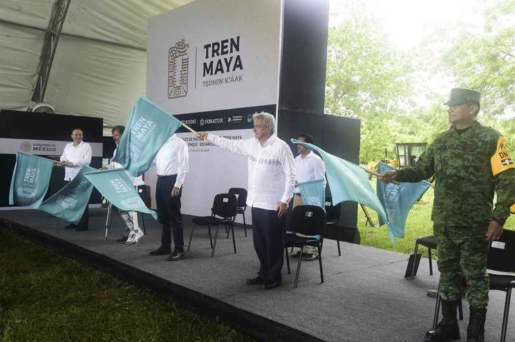 Banderazo de inicio de las obras del tramo 1 Palenque-Escárcega del Tren Maya. Foto cortesía Presidencia