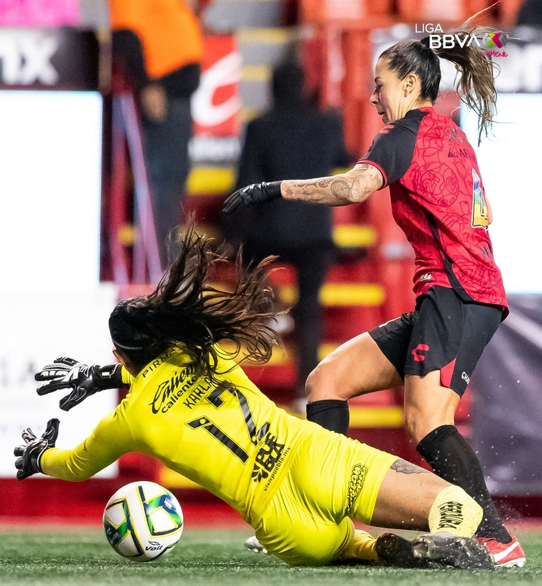 Las Xolas se instalaron en el séptimo peldaño con siete unidades, mientras que el cuadro de la Franja se mantiene en el lugar 17 de la tabla. Foto tomada de la cuenta de Twitter @LigaBBVAFemenil