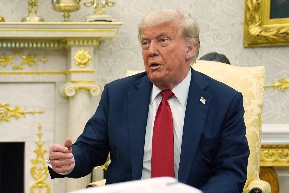 El presidente Donald Trump habla durante una reunión con el secretario general de la OTAN, Mark Rutte, en la Oficina Oval de la Casa Blanca, el lunes 14 de julio de 2025, en Washington.