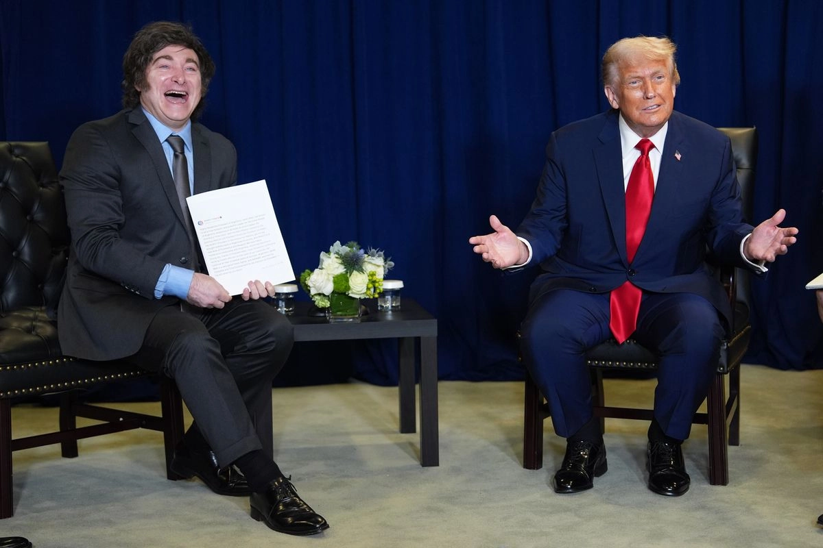 El presidente  Donald Trump recibió este martes en Nueva York a su par argentino Javier Milei, en el marco de la Asamblea General de las Naciones Unidas. Foto 