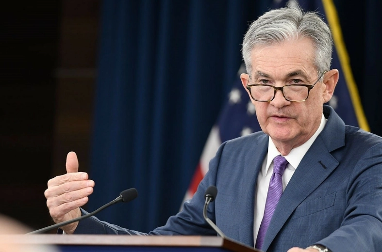 El presidente de la Fed, Jerome Powell, durante una rueda de prensa en 2019. 