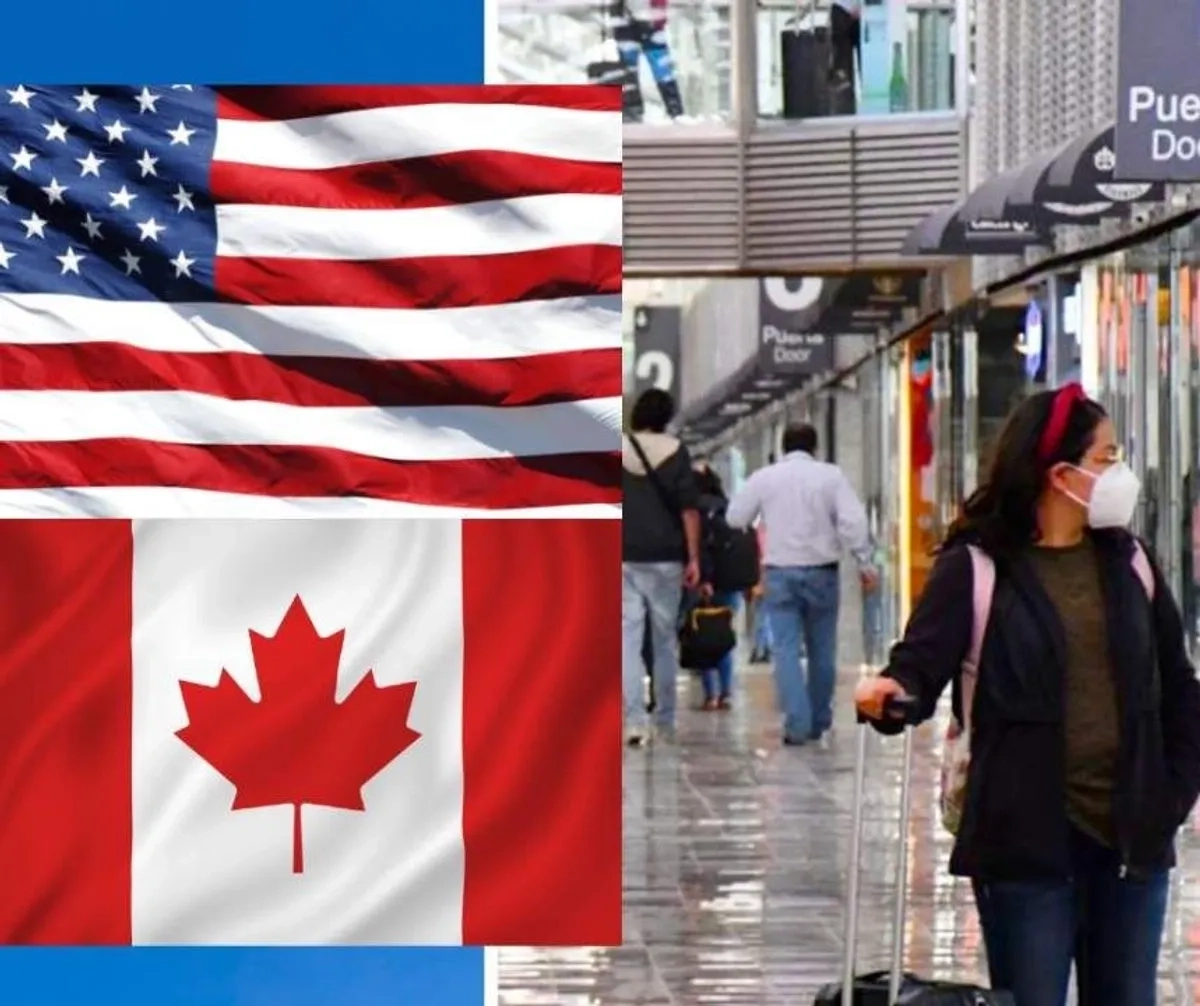 Banderas de estados Unidos y Canadá en un aeropuerto, en imagen de archivo. Foto