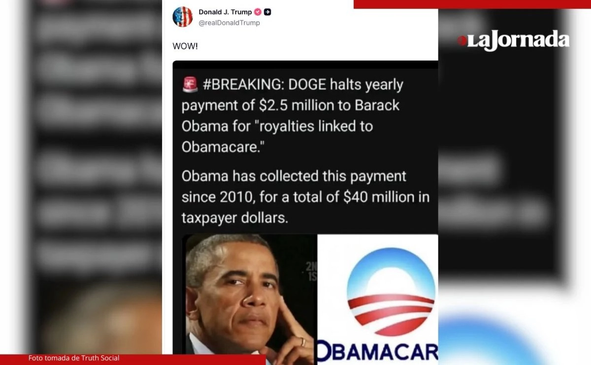 Publicación de Trump en redes sociales sobre el presunto recorte de “regalías” al ex presidente Barack Obama. CNN señaló después que esa información no era real.