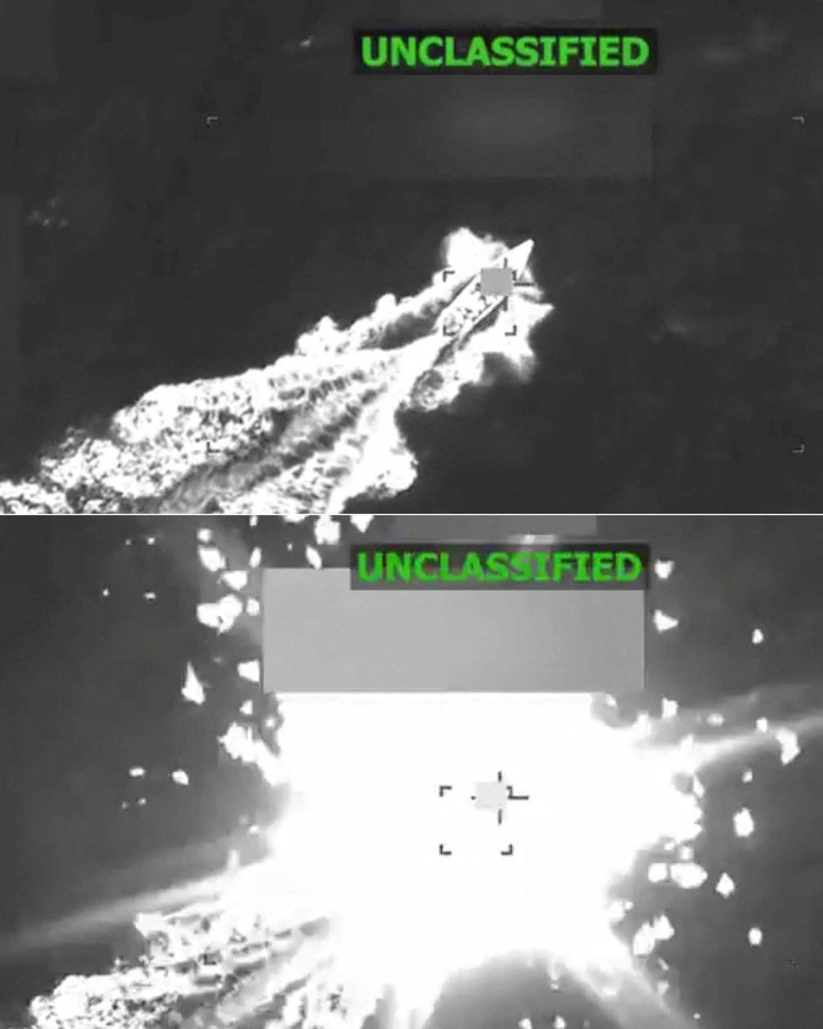 El Pentágono ha difundido videos borrosos de 15 ataques contra lanchas en el Caribe y el Pacífico que presuntamente transportaban drogas hacia Estados Unidos, con un saldo de 65 asesinados. En ningún caso ha presentado pruebas de las acusaciones.