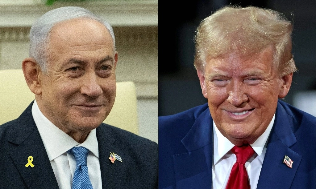 El primer ministro israelí, Benjamin Netanyahu (izq.), y el presidente estadunidense Donald Trump. Foto Afp