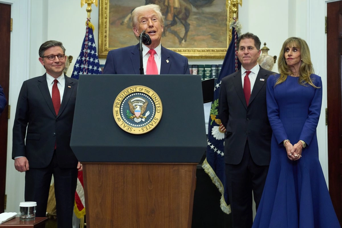 El presidente Donald Trump habla durante una conferencia en la Sala Roosevelt de la Casa Blanca, el martes 2 de diciembre de 2025, en Washington. Foto