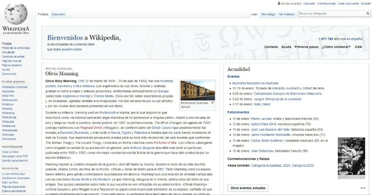 Portada de la página Wikipedia