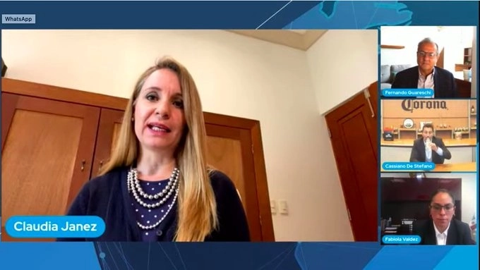 Claudia Jañez destacó que el documento representa un esfuerzo conjunto de las empresas globales en México para fortalecer una cultura empresarial en favor del Estado de derecho, el bienestar social y la competitividad, el 10 de febrero de 2021. Imagen tomada del Twitter de @CEEG_Oficial