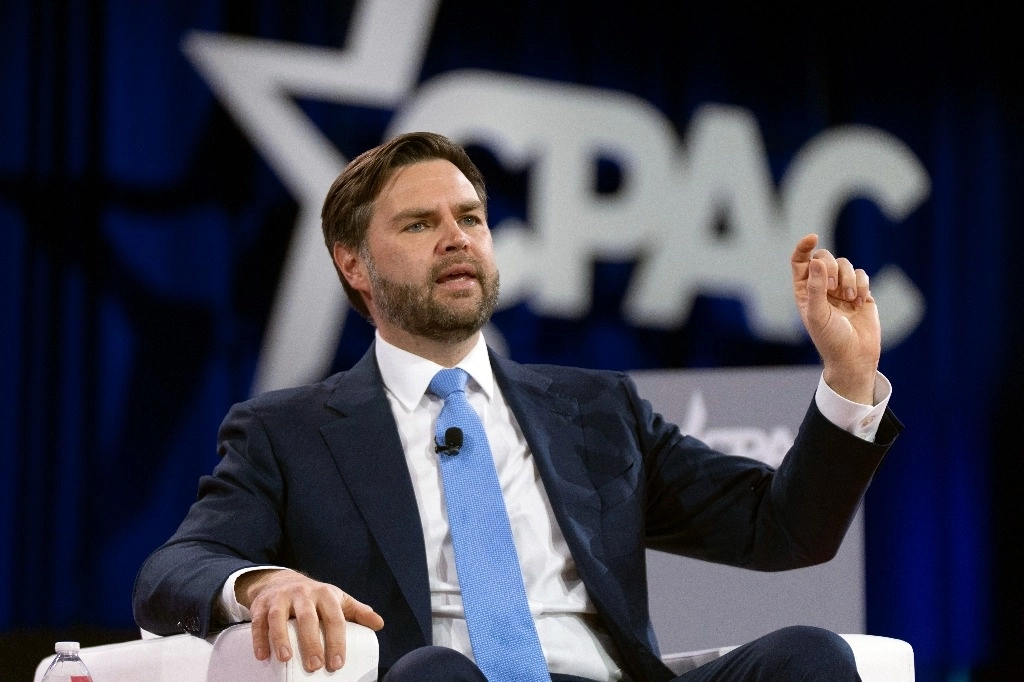 JD Vance, vicepresidente de Estados Unidos, durante la cumbre ultraderechista CPAC, que se celebra en el sur de Washington. Foto Ap