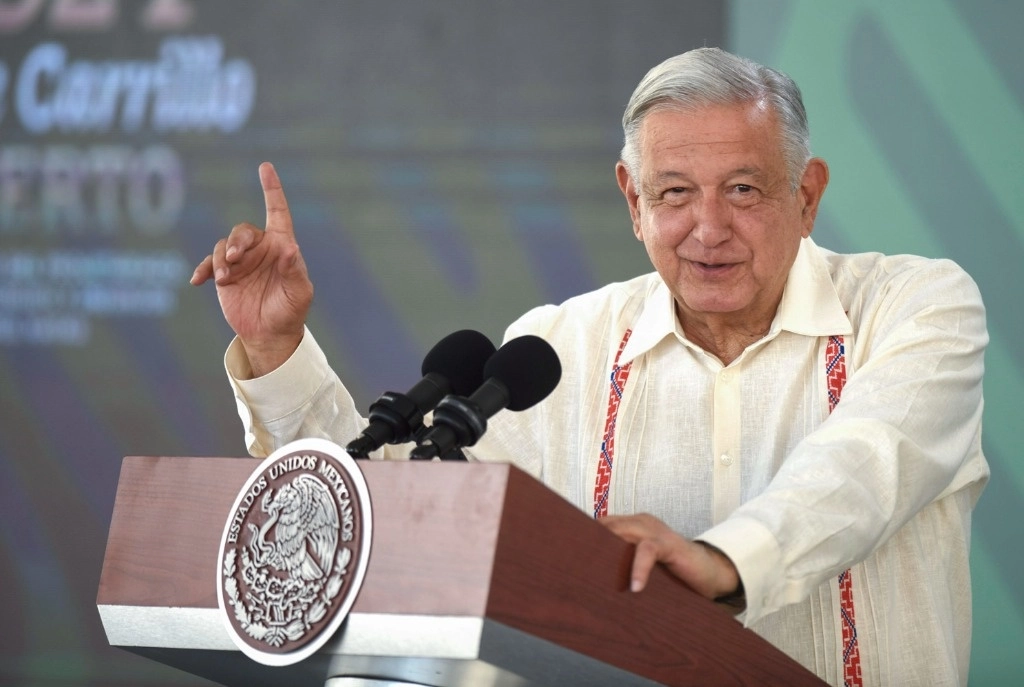 El presidente Andrés Manuel López Obrador durante su conferencia matutina desde Veracruz, el 22 de marzo de 2024. Foto Presidencia