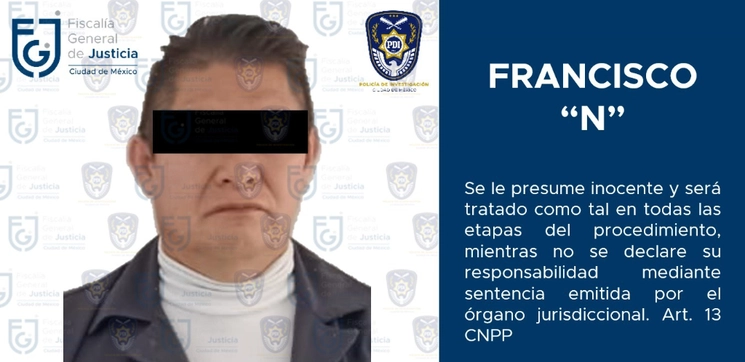 Francisco N fue detenido por su probable participación en el delito de desaparición de personas cometida por particular agravada, registrado en 2021, en la colonia Belén de las Flores. Foto FGJ
