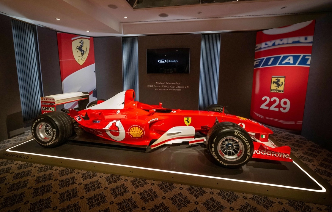 El Ferrari F2003-GA Chassis 229 es con el que Michael Schumacher ganó numerosas carreras. Foto Afp