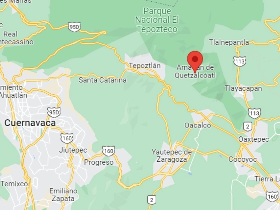 El operativo en establecimientos con venta de alcohol se realizó en el poblado de Amatlán de Tepoztlán. Imagen tomada de Google Maps