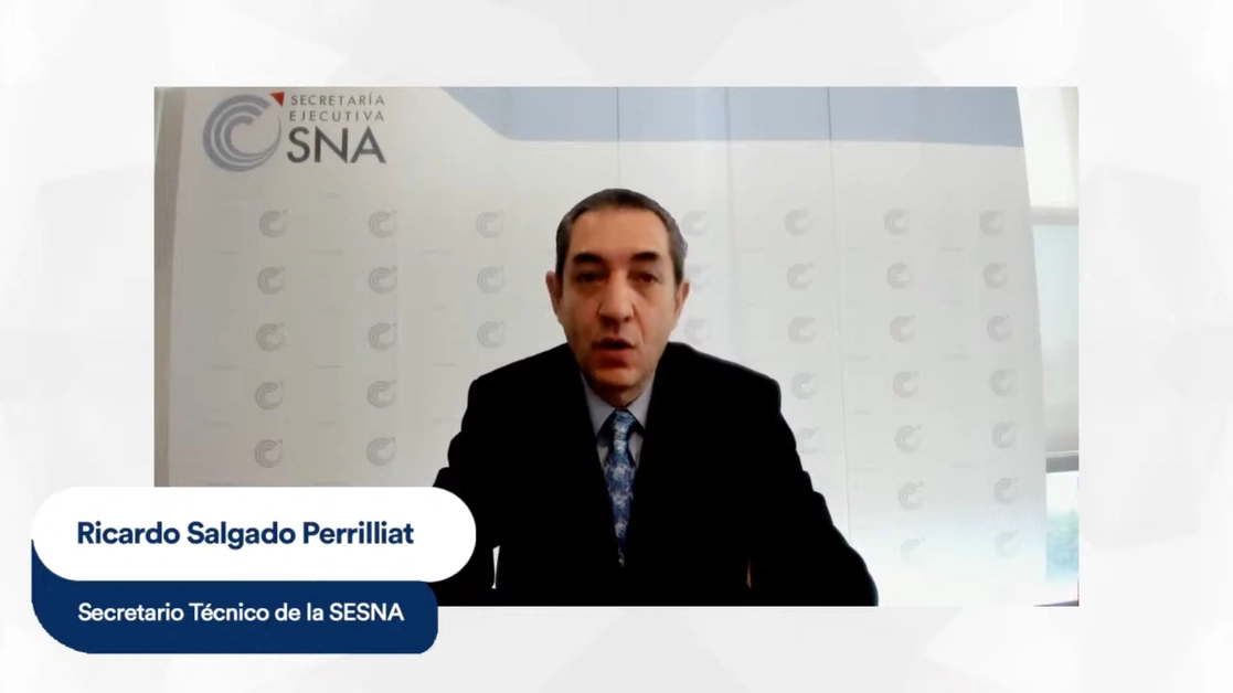El secretario ejecutivo del Sistema Nacional Anticorrupción, Ricardo Salgado Perillart, el 11 de mayo de 2022. Imagen tomada de una transmisión en vivo a través del canal de Youtube de la Secretaría Ejecutiva del SNA