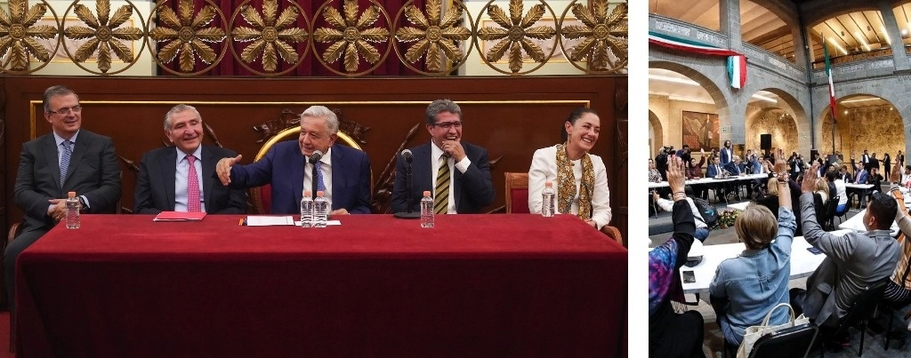 El mandatario reanudó ayer sus actividades en la mañanera, donde agradeció la solidaridad mostrada durante su aislamiento por covid-19, para luego recorrer durante 3.21 horas la agitada agenda nacional, lo que resultó en la segunda conferencia más larga de su gobierno. En la imagen de la derecha, votación en Xicoténcatl. Fotos Twitter del Presidente y ‘La Jornada’