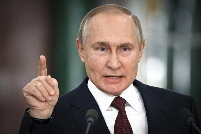 Vladimir Putin, presidente de Rusia durante una conferencia de prensa. Foto Ap