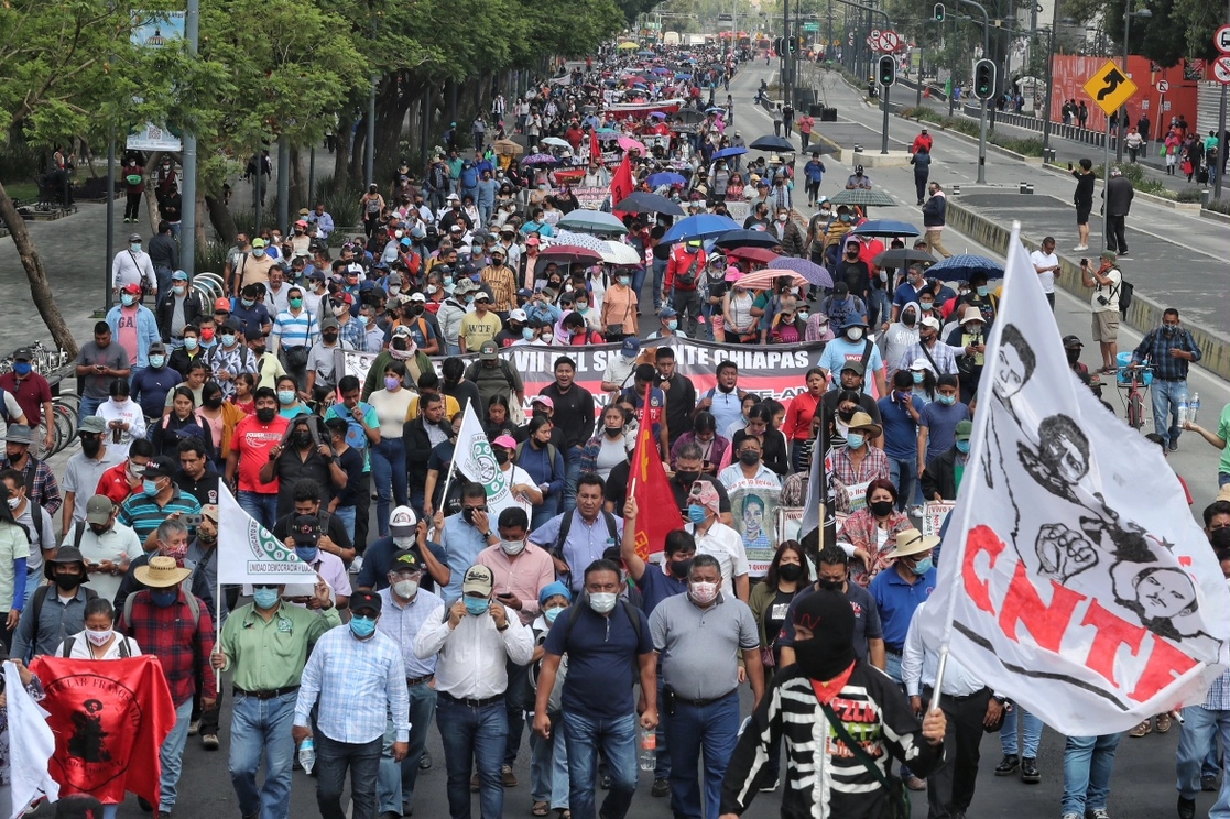 Durante una marcha de la CNTE en la Ciudad de México, el pasado 2 de junio. Foto Marco Peláez